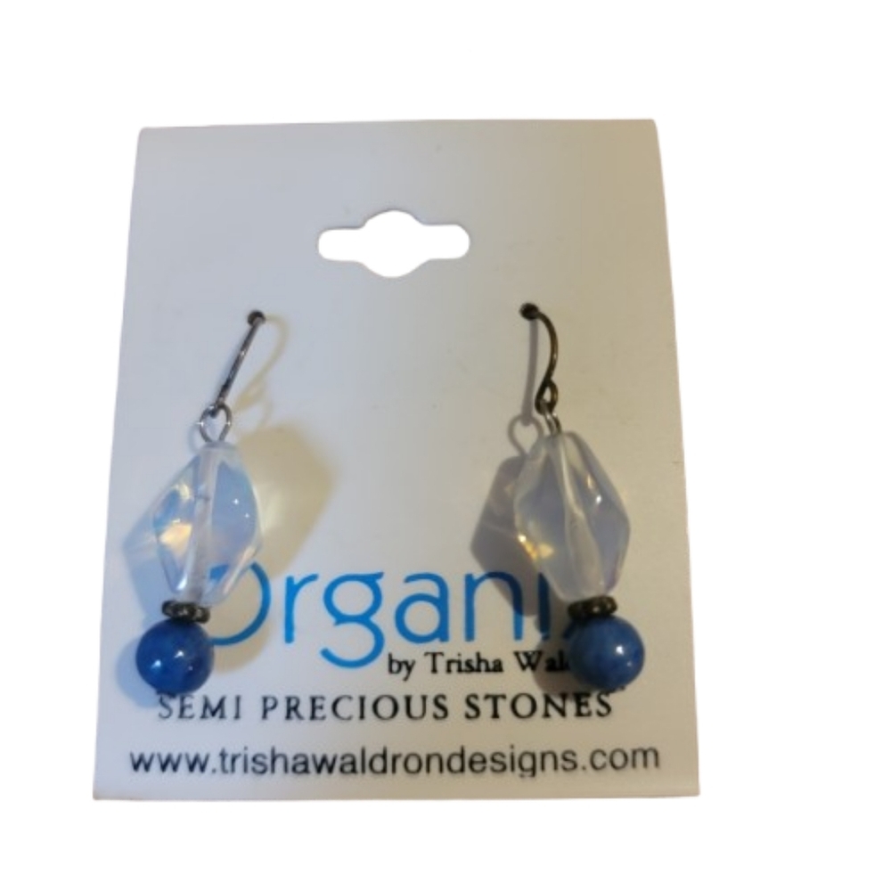 Organix by Tricia Waldron Semi Precious Stone Blue Clear Dangle Earrings